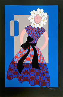 ヴィクトル・ヴァザルリ「Flower Girl(blue)」版画 1987年