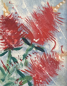 西村計雄「沖縄の花」油彩 1984年