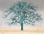 星襄一「冬樹」木版画 1976年