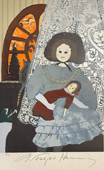 フジ子・ヘミング「人形を抱く少女」版画 2008年