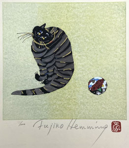 フジ子・ヘミング「クリコ：「猫十態」より」木版画 2005年