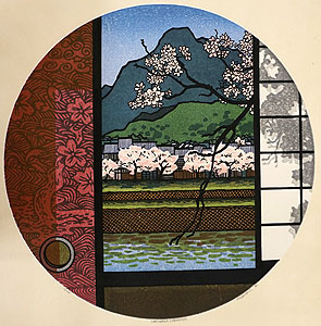 クリフトン・カーフ「KAMOGAWA CHERRIES(春)」木版画 1984年