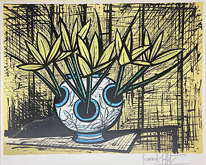 ベルナール・ビュッフェ「黄色いクロッカス」版画 1987年