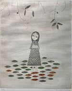 南桂子「落葉と少女」銅版画 1988年