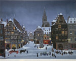 ミッシェル・ドラクロワ「ストラスブルグのクリスマス」版画 56.5×70cm