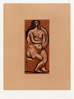 パブロ・ピカソ「座る裸婦：Femme nue assise」リノカット版画 1962年