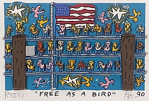 ジェームス・リジィ「FREE AS A BIRD」3D版画 1990年