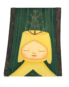 中村萌「tree of beginning」木版画 2022年