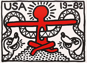 キース・ヘリング「USA」版画 1982年