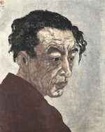 恩地孝四郎「『氷島』の著者 萩原朔太郎像」木版画 1943(1987)年