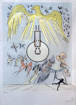 サルバドール・ダリ「電球：Light bulb-レオナルド・ダ・ヴィンチへの賛辞より-」銅版画 1975年