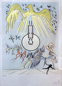 サルバドール・ダリ「電球：Light bulb(レオナルド・ダ・ヴィンチへの賛辞より)」銅版画 1975年