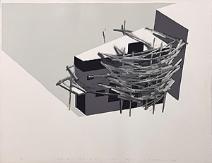 川俣正「アパートメント・プロジェクト テトラ・ハウス N-3 W-26:Tetra House N-3 W-26」版画 1988年