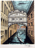 ベルナール・ビュッフェ「ため息橋:「ベニス」より」版画 1986年