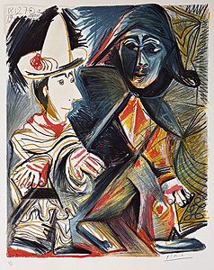 パブロ・ピカソ「道化師とアルルカン：Le Clown et l'Harlequin」版画 1971年