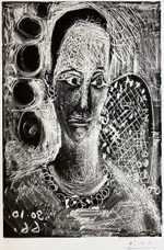 パブロ・ピカソ「アンジェラ・ローゼンガルト嬢の肖像」銅版画 1966年