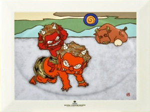 瀧下和之「桃太郎図ノ番外 鬼ヶ島でウッシッシ。」陶板画 2021年