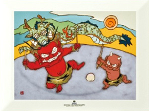 瀧下和之「桃太郎図ノ番外 ドンドンドラゴン。」陶板画 2024年