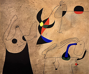 ジョアン・ミロ「海辺の女性たち：Femmes sur la plage」版画 1959年