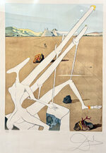 サルバドール・ダリ「双眼電子顕微鏡を備えた火星のダリ：「宇宙の征服」より」銅版画 1974年