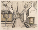 ベルナール・ビュッフェ「村の道：Rue de village」版画 1969年
