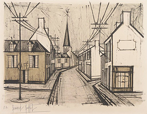 ベルナール・ビュッフェ「村の道：Rue de village」版画 1969年