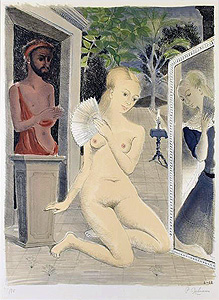 ポール・デルヴォー「扇：The Fan」版画 1968年
