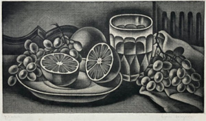 長谷川潔「オランジュと葡萄」銅版画 1932年