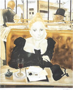 藤田嗣治「カフェにて：At the cafe」版画 60×50cm