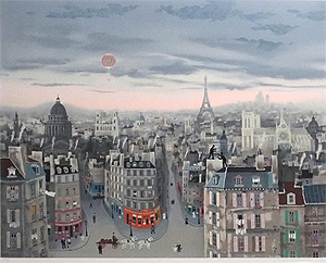 ミッシェル・ドラクロワ「パリの眺め：Paris vu du ciel」版画 1993年
