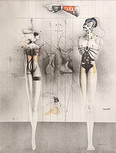 パウル・ヴンダーリッヒ「バレリーナと軍人：Ballerina und Soldat」版画 1981年