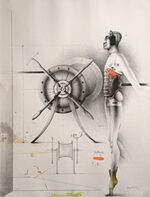 パウル・ヴンダーリッヒ「星の輪を持つ男:Der Mann mit dem Sternrad」版画 1981年