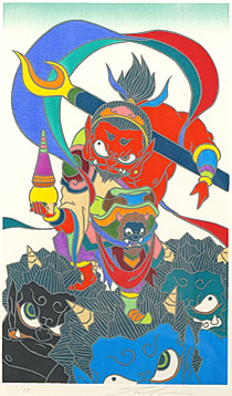 瀧下和之「毘沙門天図」木版画 2020年