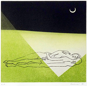 浜田知明「月夜」銅版画 1977年