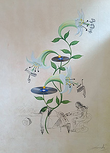 サルバドール・ダリ「音楽のユリ：Lilium Musicum」銅版画 1968年