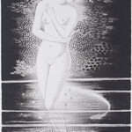 長谷川潔「水浴の少女と魚」銅版画 1971年 長谷川潔「水浴の少女と魚」銅版画 1971年