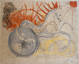 サルバドール・ダリ「エリヤと火の戦車：Elijah and the Chariot」銅版画 1975年