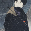 伊東深水「雪の夜」木版画(渡辺版) 1923年