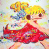 ロッカクアヤコ「赤い服の女の子」リトグラフ